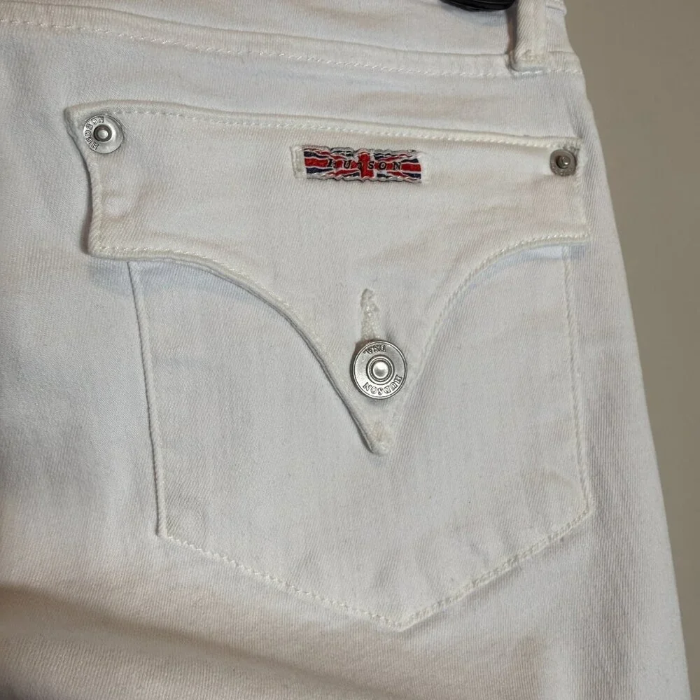 Hudson Bacara Low Rise Crop Straight Leg Cuffed Denim Jeans Women's 24 White NWT
